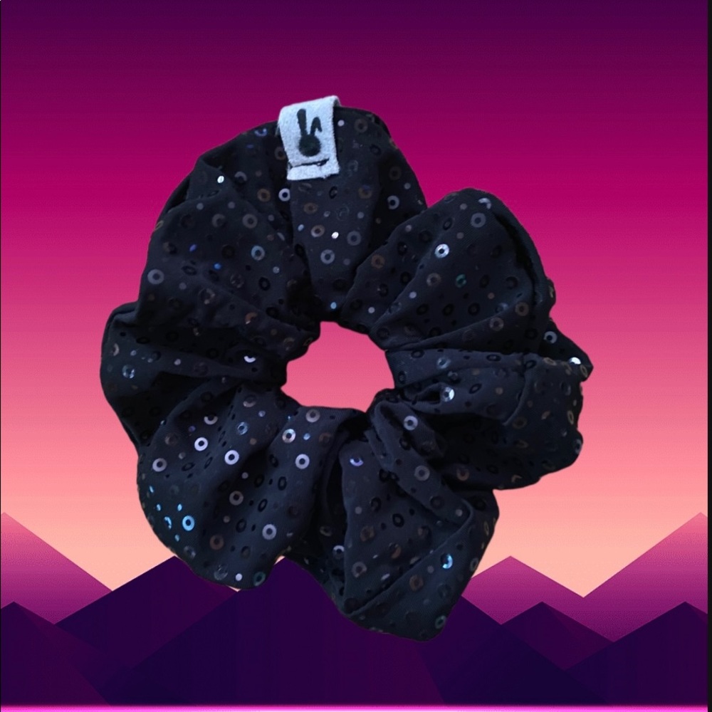 Black sequin stretch scrunchie